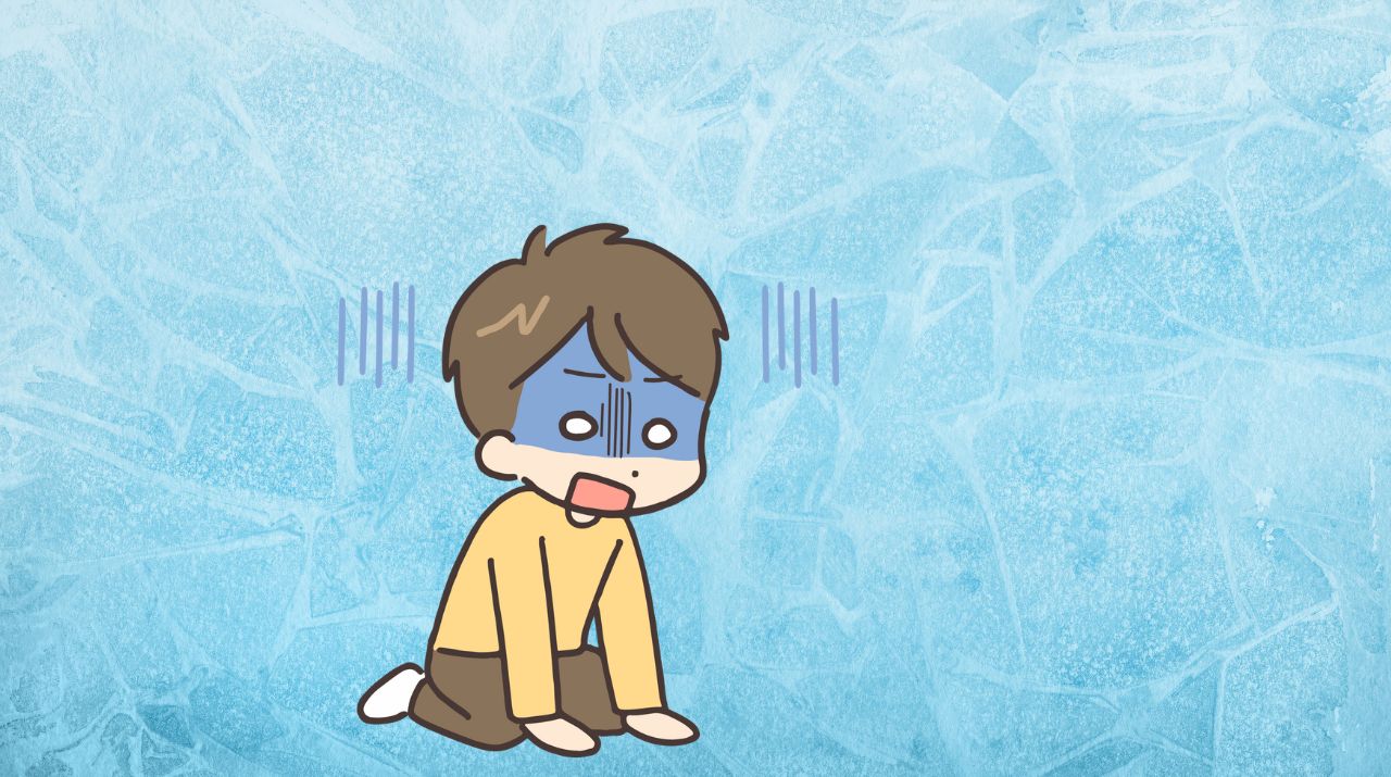 ショックで凍りついている男性